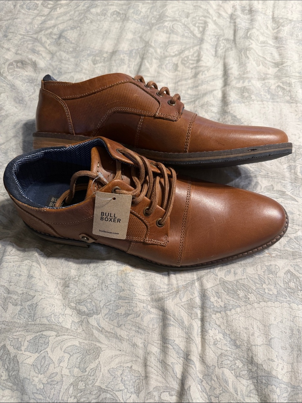 Bullboxer Men’s Cognac Leather Derby Shoes - Casual Dress Lace-Ups